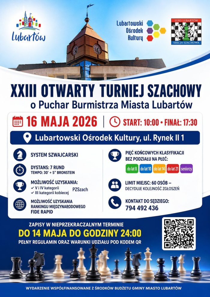 Miniaturka artykułu Zapraszamy na Puchar Burmistrza Miasta Lubartów w Szachach