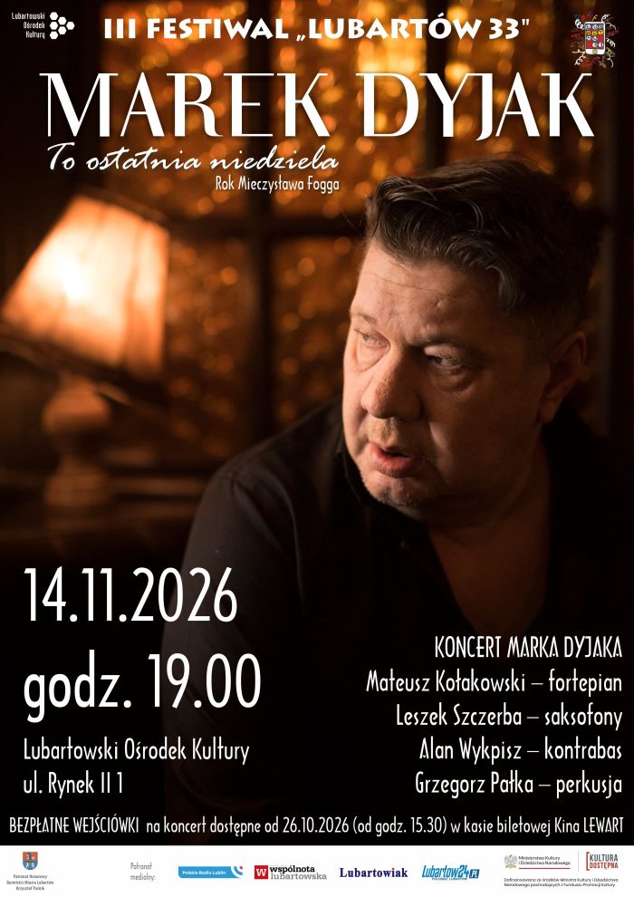 Miniaturka artykułu Marek Dyjak w Lubartowie! „To ostatnia niedziela” – Rok Mieczysława Fogga